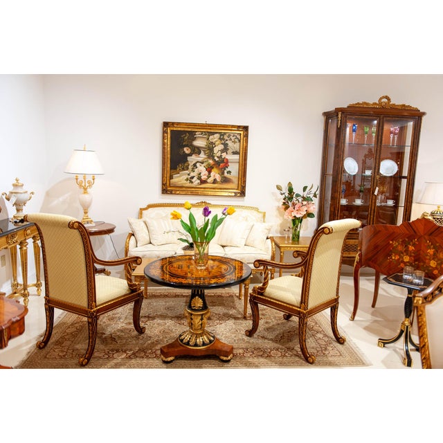 Traditional Italian Empire Style Marquetry Pedestal Accent Table For Sale - Image 3 of 3