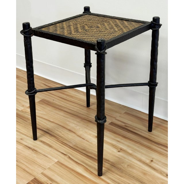Vintage Hammered Cast Iron Woven Top Table For Sale In Kansas City - Image 6 of 8