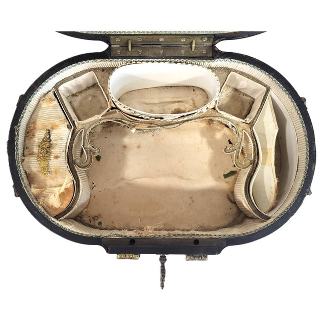 XXL Antique French Ebony Napoleon III Bronze & Sevres Plaque Vanity Jewelry Box For Sale - Image 13 of 15