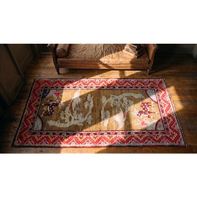 1900s Tan Camel Crane Antique Chinese Bao Tou Rug 2'2" X 4'3" Handknotted Wool Carpet For Sale - Image 9 of 9