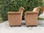 Late 20th Century Vintage Postmodern Rolled Arm Club Chairs With Brass Ball Casters, a Pair For Sale - Image 5 of 12