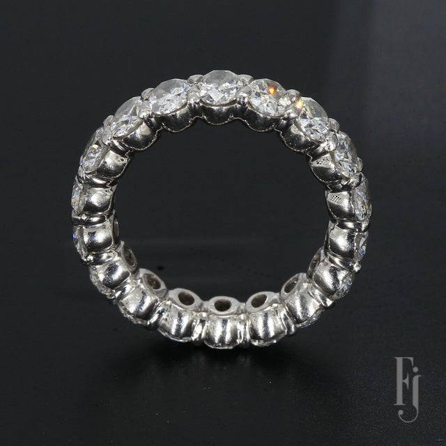 Platinum Eternity Wedding Band With Oval Diamonds - Size 5.5 For Sale - Image 4 of 5