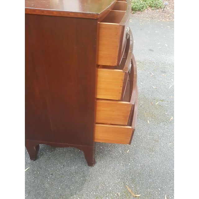 Late 20th Century Georgian Bow Front Inlaid Chest of Drawers For Sale In Washington DC - Image 6 of 11