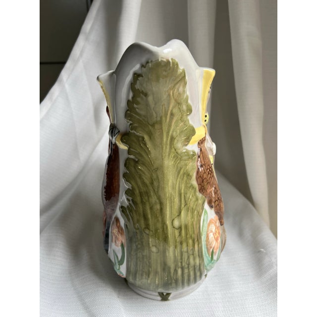 Vintage Hand Painted Majolica Game Hunting Pitcher With Greyhound Handle For Sale In Washington DC - Image 6 of 12