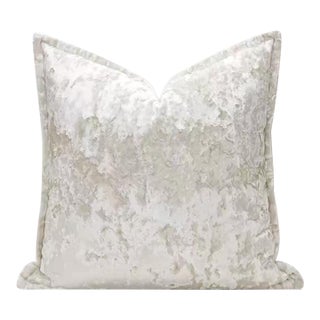 Modern Style 18-Inch Silver-White Feather Silk Cotton Square Pillow For Sale