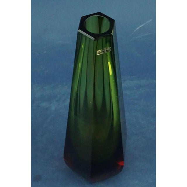 Glass Vintage Green and Red Sommerso Glass Vase from WMF Ikora Krystall, German, 1960s For Sale - Image 7 of 18