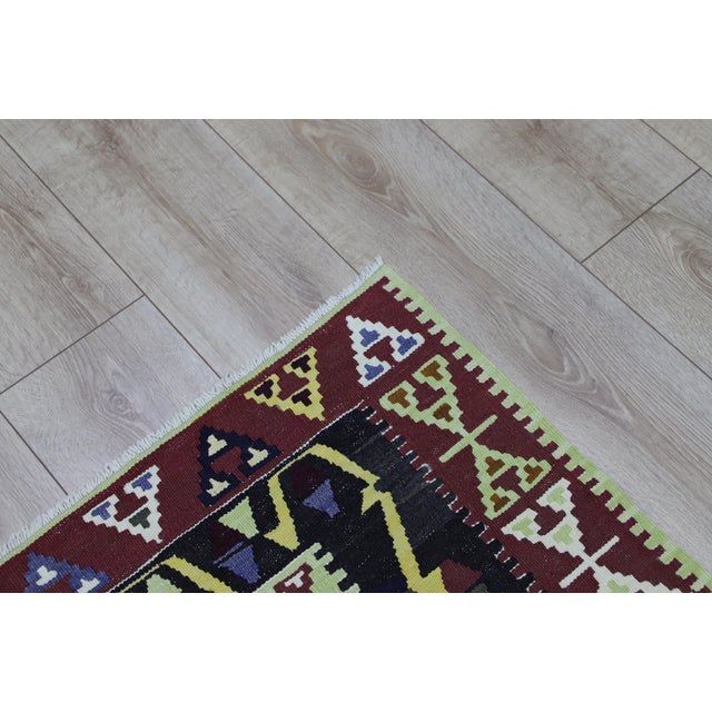 1980s Tribal Burgundy Hand Knotted Rug For Sale - Image 9 of 13