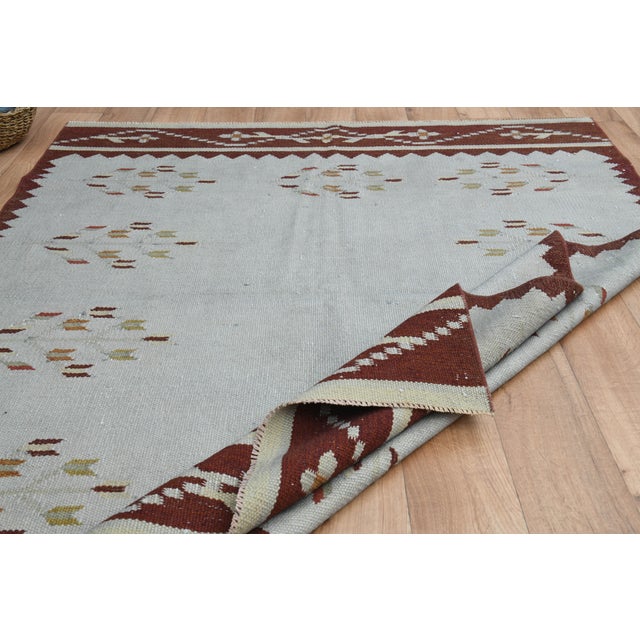 1970s Vintage Turkish Handmade Wool & Cotton Beige Area Rug For Sale In San Francisco - Image 6 of 11