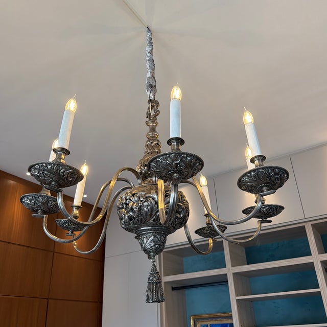 1900s E.F.Caldwell Silver-Plated Chandelier. For Sale In Miami - Image 6 of 8