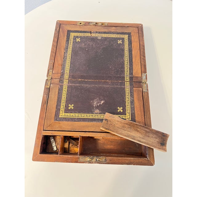 Late 19th Century English Campaign Brass-Bound Mahogany Writing Slope/Travel Desk For Sale In San Antonio - Image 6 of 9