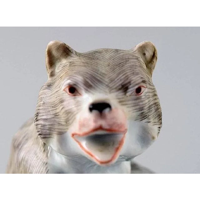 Antique Porcelain Figurine of Standing Bear in the Style of Meissen, Late 19th Century For Sale - Image 4 of 6