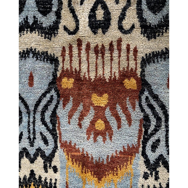 Traditional Ikat, One-of-a-Kind Hand-Knotted Area Rug - Beige, 8' 2" x 10' 1" For Sale - Image 3 of 8