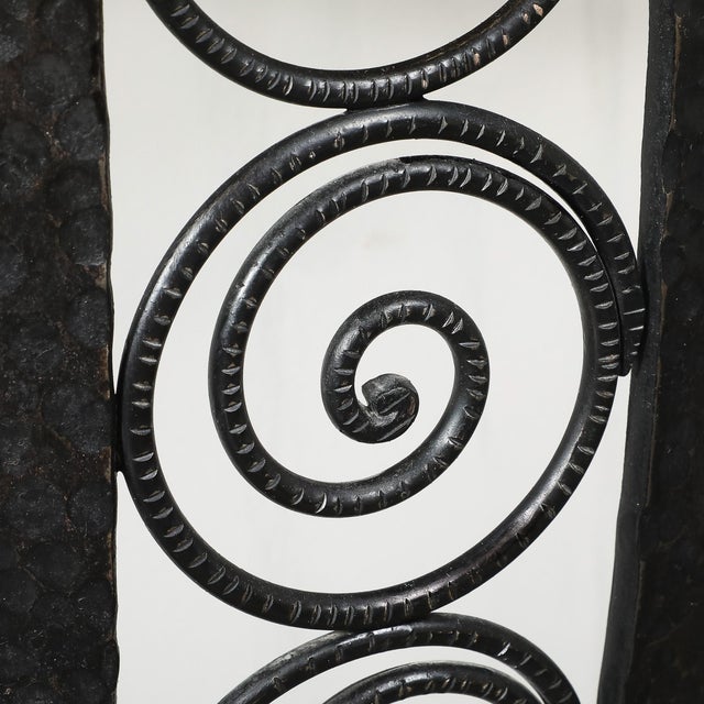 Art Deco Demilune Wrought-Iron Spiral & Noir St Laurent Marble Console Table For Sale - Image 14 of 17