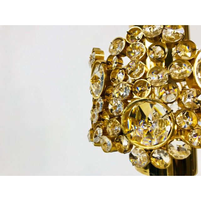 German Gilt Brass and Crystal Glass Chandelier from Palwa, 1970s For Sale - Image 10 of 16