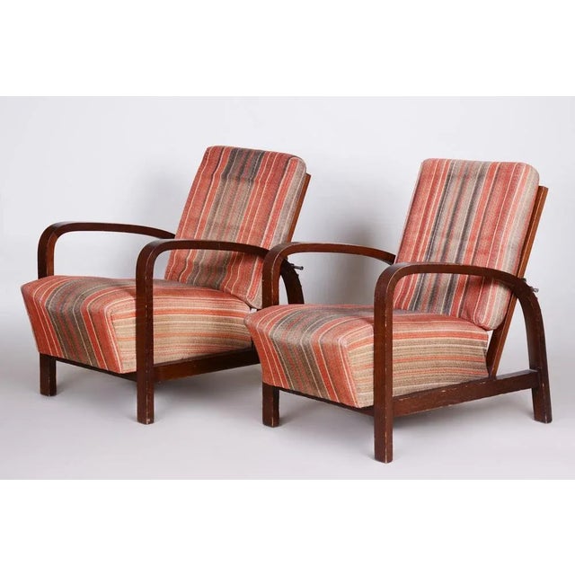 Set of Art Deco Armchairs in Oak, Czech, 1930s For Sale - Image 6 of 12