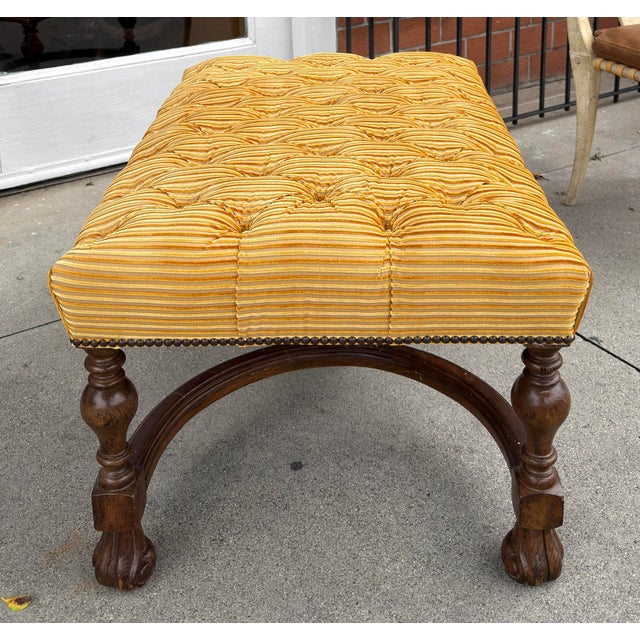 Charles Pollock for William Switzer Carolean Tufted Walnut Bench For Sale In Los Angeles - Image 6 of 6