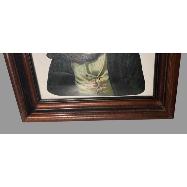 Victorian Antique Victorian Walnut Framed Advertising Die Cut Beck & Son Boots & Shoes New York For Sale - Image 3 of 6