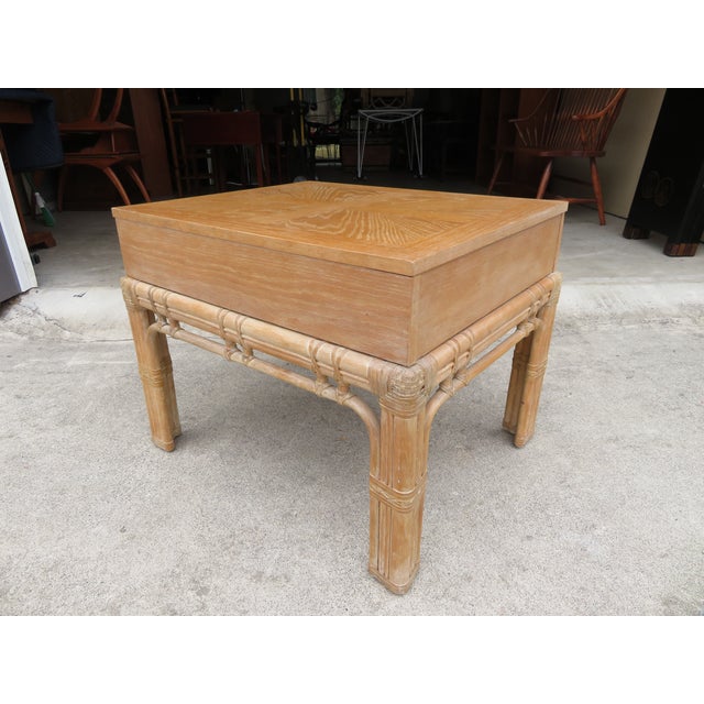 Vintage Bamboo / Rattan Coastal Style Side Table by Stanley Furniture For Sale - Image 10 of 10