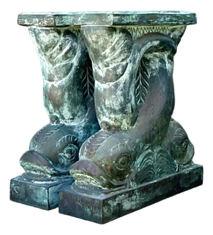 Vintage Patinated Bronze Dolphin Table Pedestals - A Pair