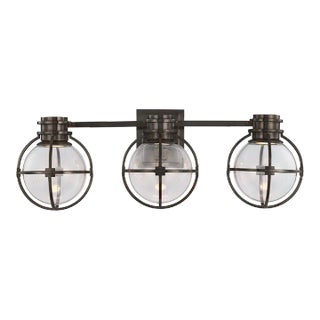 Chapman & Myers for Visual Comfort Signature Gracie Triple Sconce in Bronze with Clear Glass For Sale