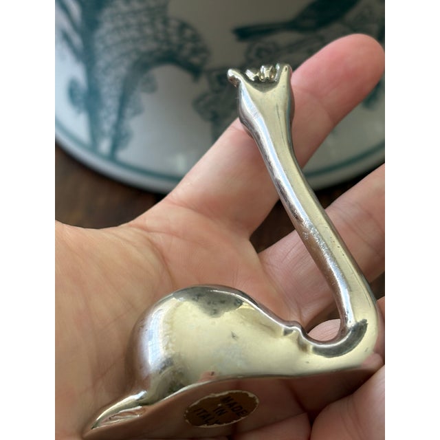 Late 20th Century Miniature Whimsical Italian Silver Tone Snail Figurine With Crystal Made in Italy For Sale In Miami - Image 6 of 6