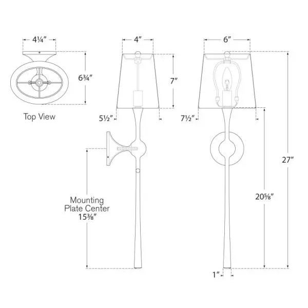 Modern AERIN for Visual Comfort Signature Dover Large Tail Sconce in Aged Iron with Linen Shade For Sale - Image 3 of 3