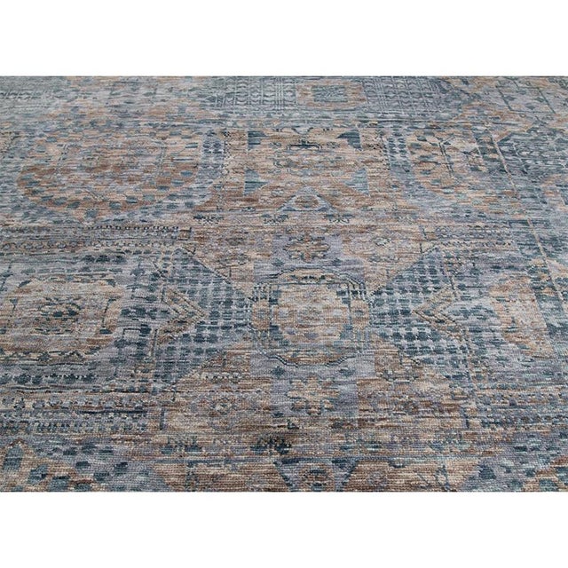 Teal Handwoven Mamlouk Style Area Rug 12’2″ X 15’2″ For Sale - Image 8 of 10