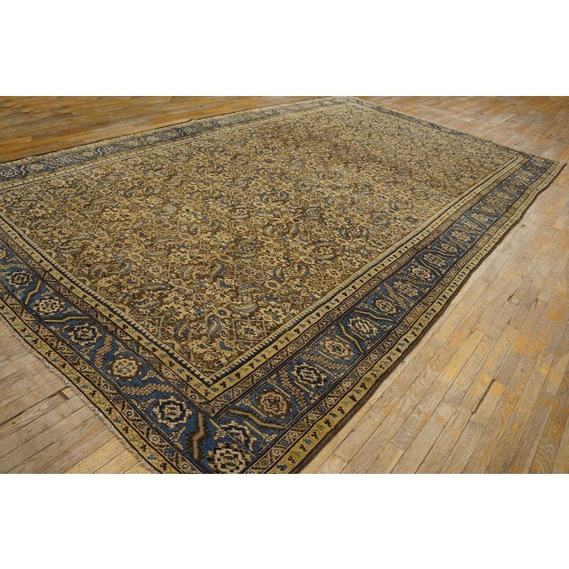 Sienna Spectacular Brown-Sienna Bakcground With Allover Pattern Antique Persian Bakshaish Rug For Sale - Image 8 of 12