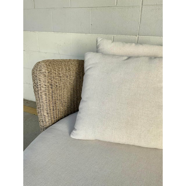 Greige Organic Modern Indoor Outdoor Greige Wicker Swivel Sunset Day Bed For Sale - Image 8 of 8