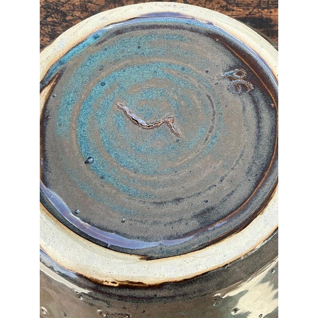 Late 20th Century Handcrafted Speckled Green Ceramic Bowl For Sale - Image 11 of 15
