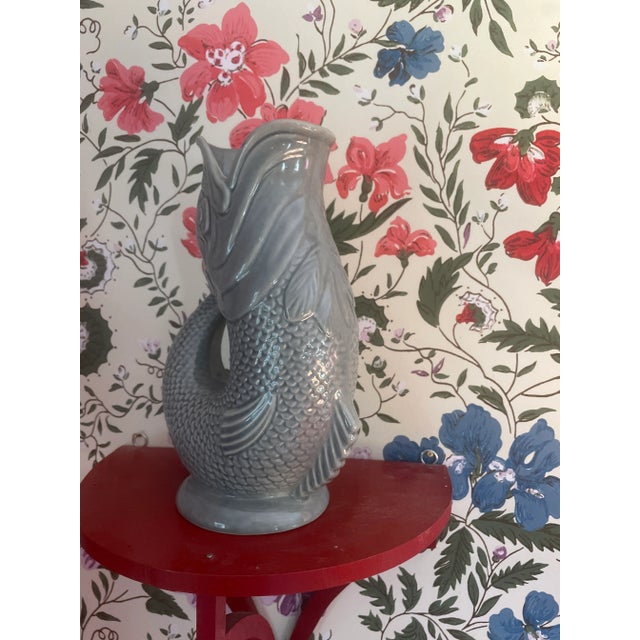 English 1980s Gluggle Jug Goblet Tankard England Stoke on Trent Fish Form For Sale - Image 3 of 7