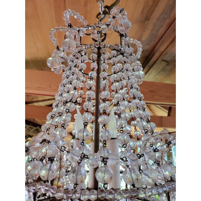 French Vintage Maison Bagues Style Petite French Chandelier For Sale - Image 3 of 7