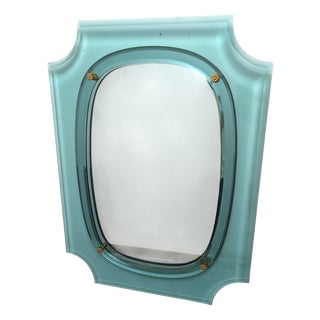 Crystal Mirror with Brass Friezes, 1950s For Sale
