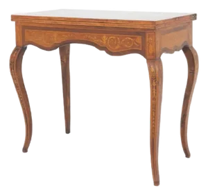 Antique French Game Table with Marquetry Inlay, 1880