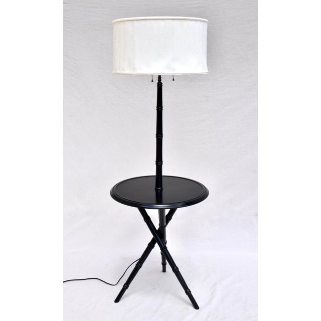 1960s Faux Bamboo Chinoiserie End Table Floor Lamp For Sale - Image 5 of 5