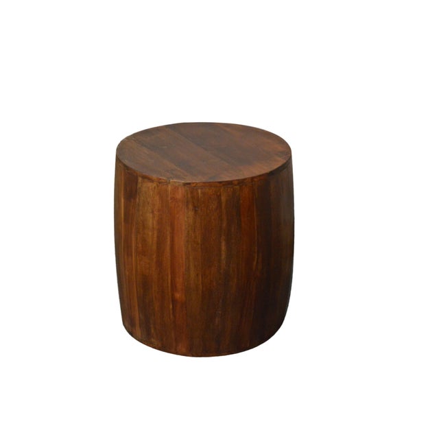 Reclaimed Wood Drum Side Table Chairish