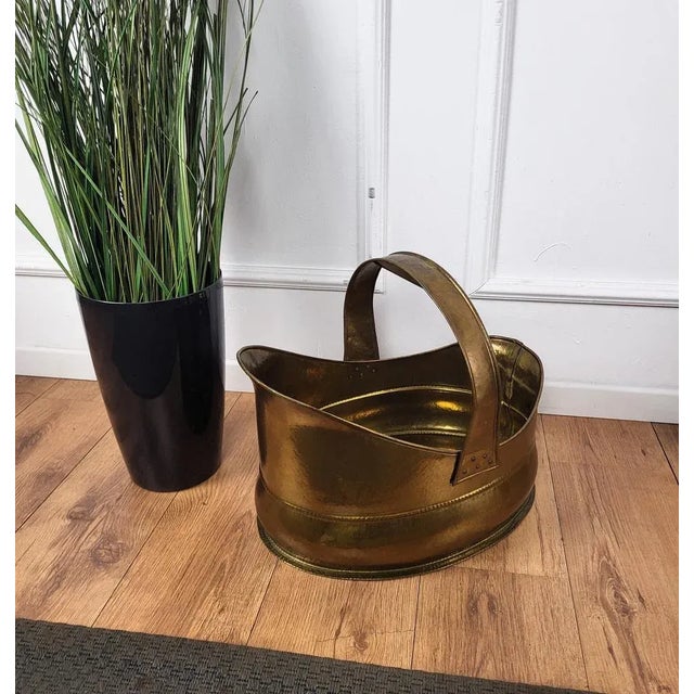 Milo Baughman Italian Gilt Brass Bronze Fireplace Wood Log Holder Rack by Milo Baughman, 1970s For Sale - Image 4 of 7