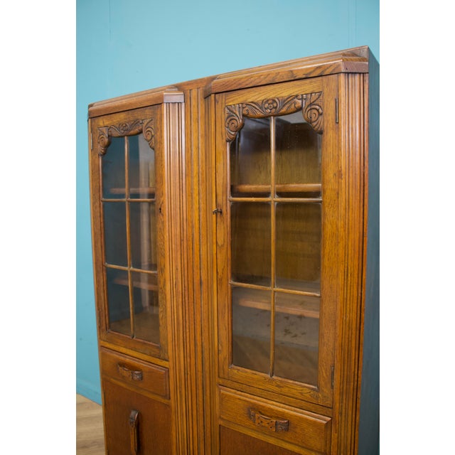Wood Art Deco Display Cabinet in Glazed Oak, 1930s For Sale - Image 7 of 11