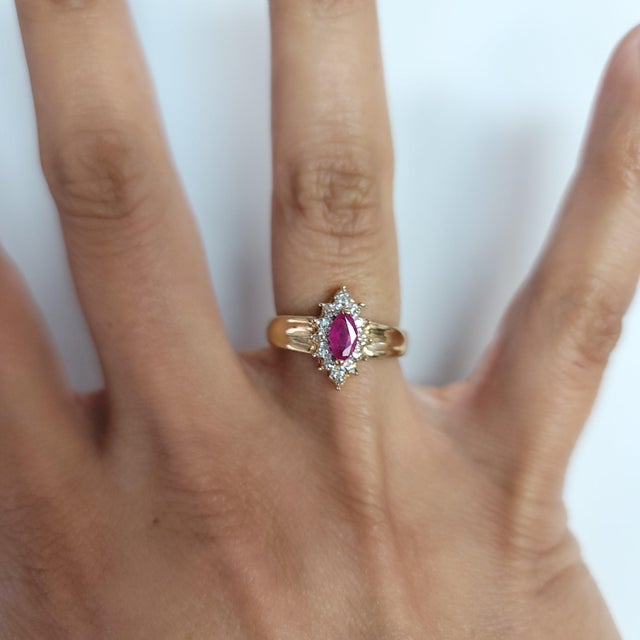 ♥ Product Summary ♥ Main Stone: Ruby & Diamonds Approx. Carat Weight: .50cttw Stone Cut: Marquise & Round Band Material:...