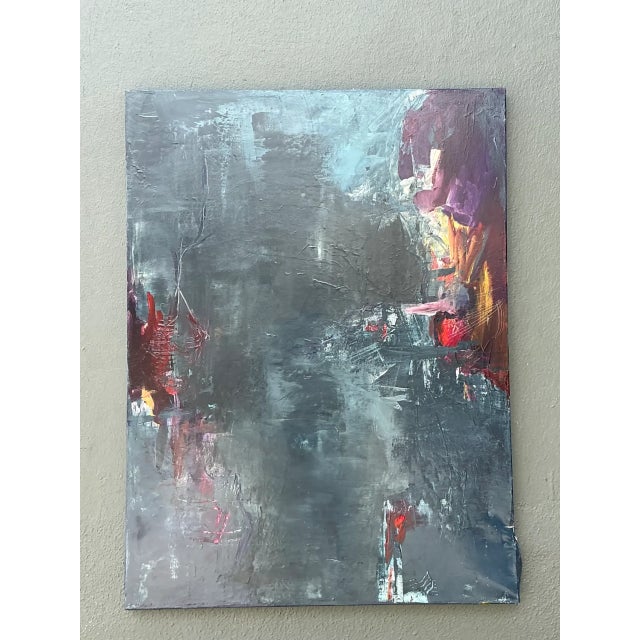 Wood Vintage Abstract Expressionist Oil Painting For Sale - Image 7 of 12