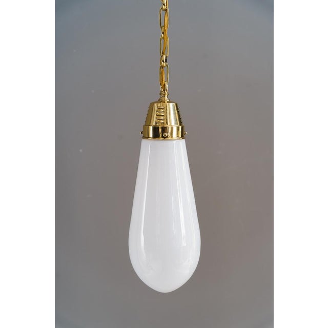 Metal Art Deco Hanging Lamps with Original Glass Shades, Germany, 1920s, Set of 2 For Sale - Image 7 of 11