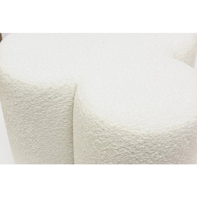 White Boucle Over Wood Custom Limited Edition Benches or Ottomans Cloud Series Pair Of For Sale - Image 9 of 11