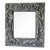 Decorative Floral Carved Square Wall Mirror - Silver Gray For Sale