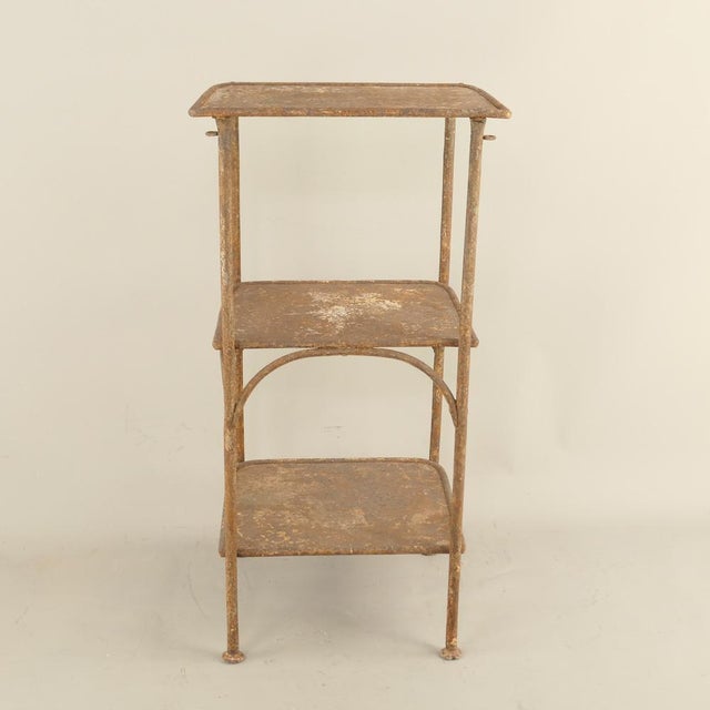 Brown 3-Tier Wrought Iron Etagere & Plant Stand, France, 1910s For Sale - Image 8 of 10