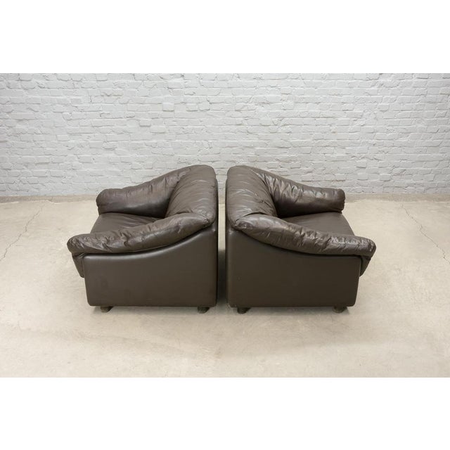 1970s Set of Brown Leather Lounge Chairs from Leolux, Netherlands, 1970s For Sale - Image 5 of 18