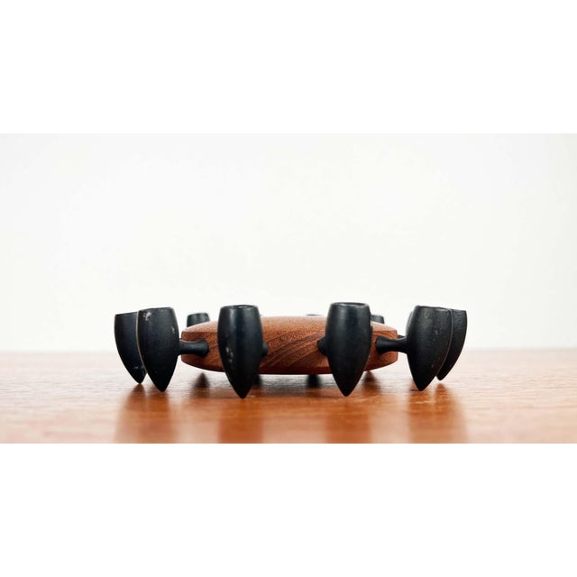 Mid-Century Modern Danish Teak and Cast Iron Candleholder from Digsmed, 1960s For Sale - Image 4 of 14