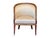 Biedermeier tub chair with a continuous curved fruitwood crest rail sweeping into shaped arm supports, the terminals...