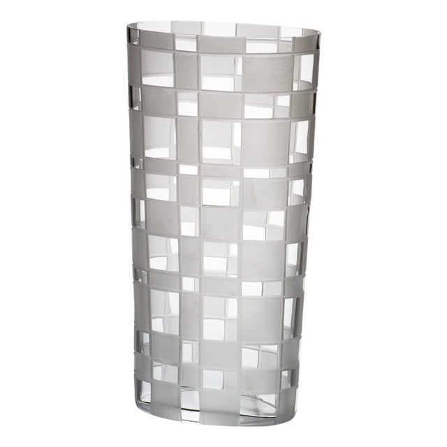 Milleriquadri Carlo Moretti Contemporary Murano Mouthblown Clear Glass Vase For Sale