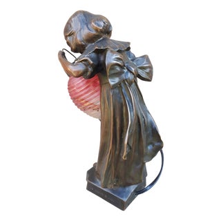 Art Nouveau Bronze Lamp by Léo Laporte Blairsy for Daum, 1900 For Sale