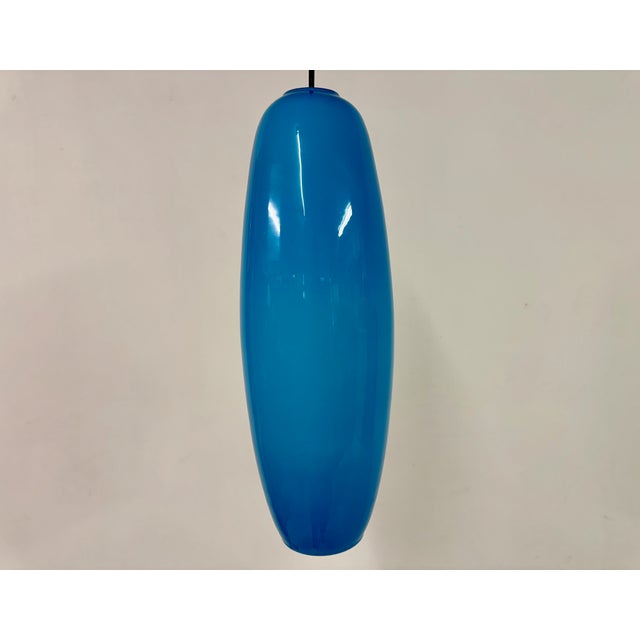 Italian Long Blue Glass Pendant, 1960s For Sale - Image 9 of 9